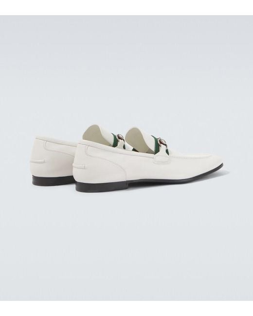 Gucci White Como Horsebit Leather Loafers for men