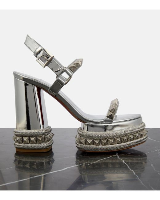Christian Louboutin Metallic Superaclou Leather Platform Sandals
