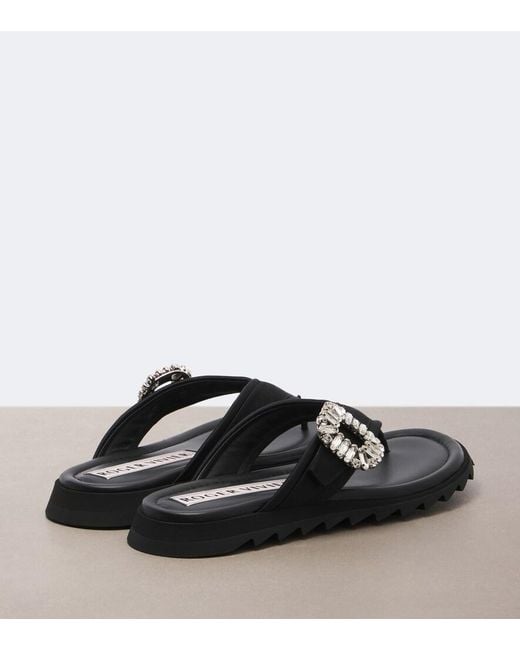 Roger Vivier Black Slidy Viv' Embellished Thong Sandals