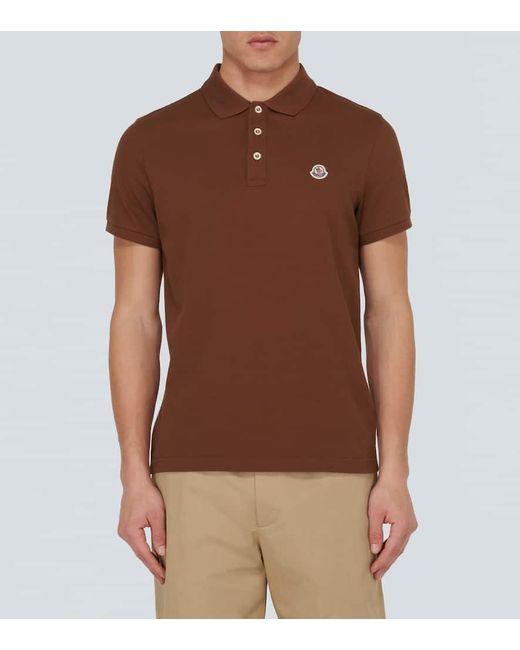 Moncler Brown Cotton Polo Shirt for men