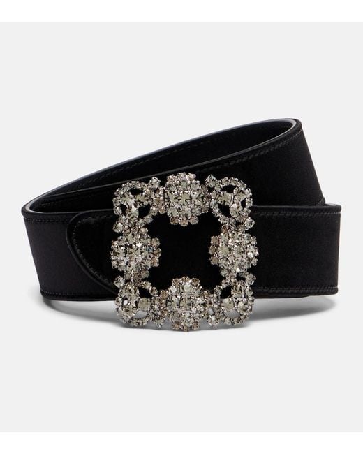 Manolo Blahnik Black Hangisi Satin Belt