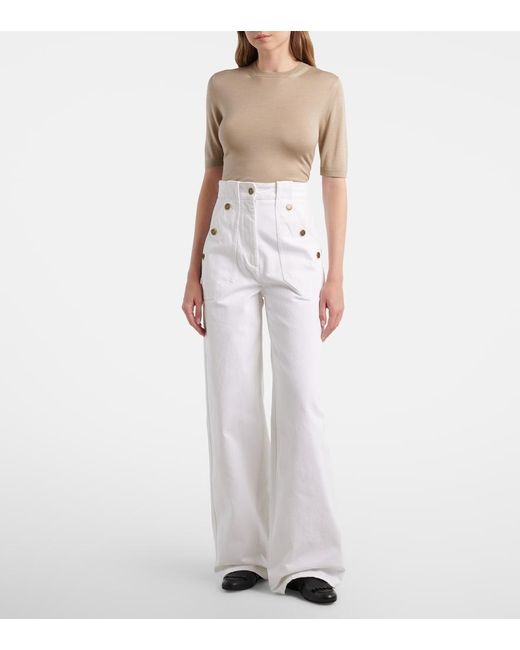 Max Mara White High-Rise Wide-Leg Jeans