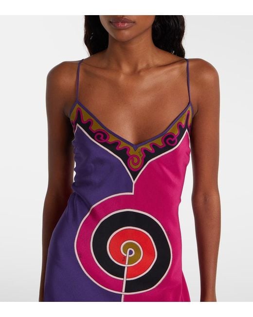 Robe Longue Imprimee En Crepe De Soie Emilio Pucci en coloris Purple