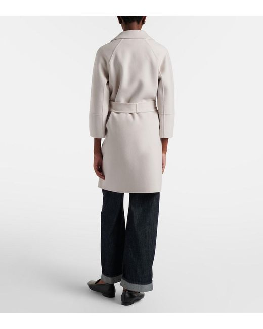 Max Mara Natural Arona Virgin Wool Wrap Coat