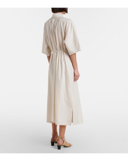 Lemaire White Tie-Neck Cotton And Silk Shirt Dress