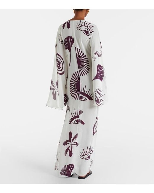 Cala De La Cruz White Cassia Printed Maxi Dress