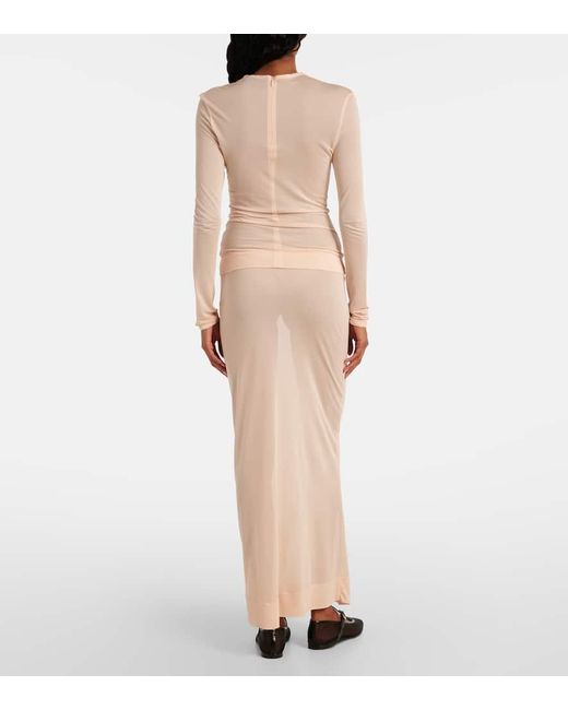 Simone Rocha Natural Crystal-Embellished Mesh Top