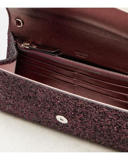 Jimmy Choo Purple Emmie Glitter Clutch