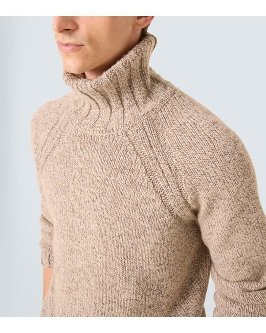 Zegna Natural Cashmere And Wool Turtleneck Sweater for men