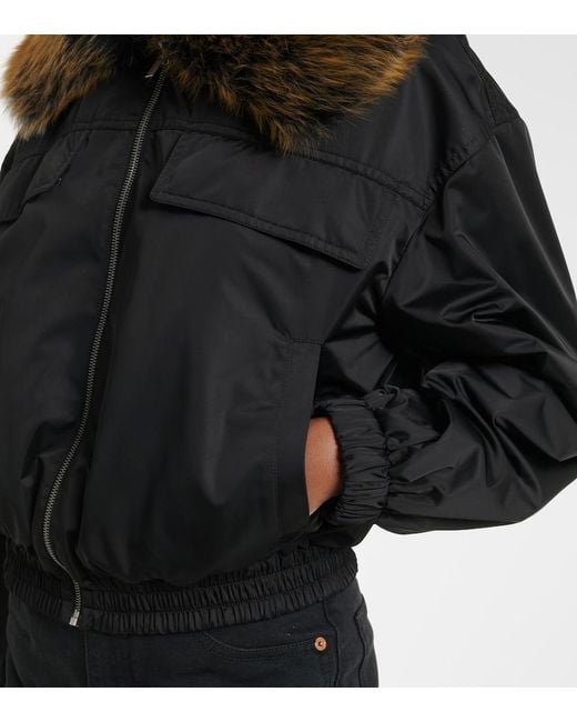 Saint Laurent Black Shearling-Trimmed Blouson Jacket