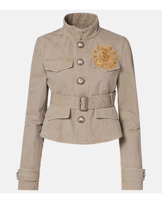 Burberry Natural B Crest Cotton Canvas Jacket