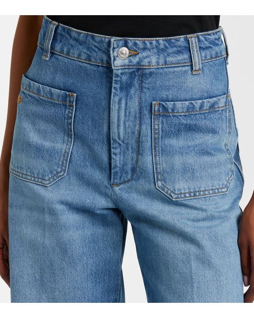 Victoria Beckham Blue Alina Faded Wide-Leg Jeans
