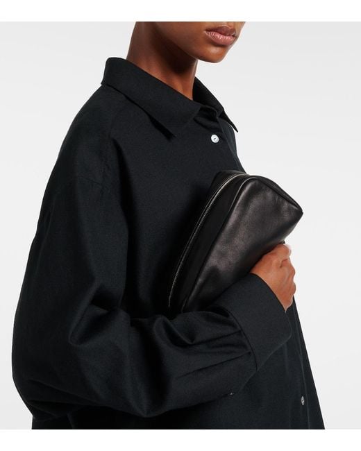 The Row Black Astra Leather Pouch