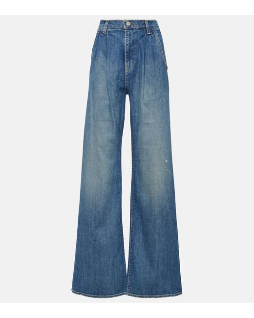 Nili Lotan Blue Flora Trouser Wide-leg Jeans