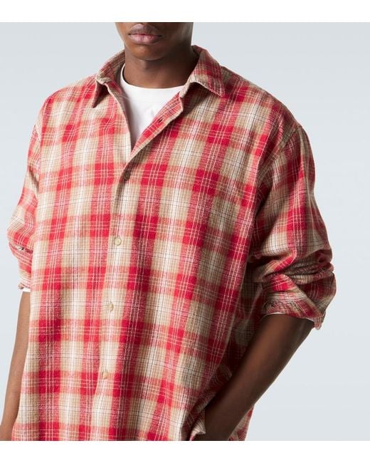 A.PRESSE Red Vintage Cotton And Silk Twill Shirt for men