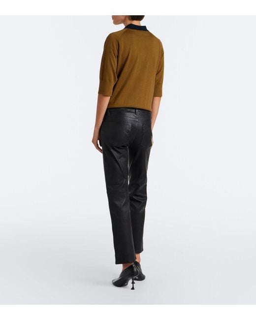 FRAME Black Cigarette Leather Slim Pants