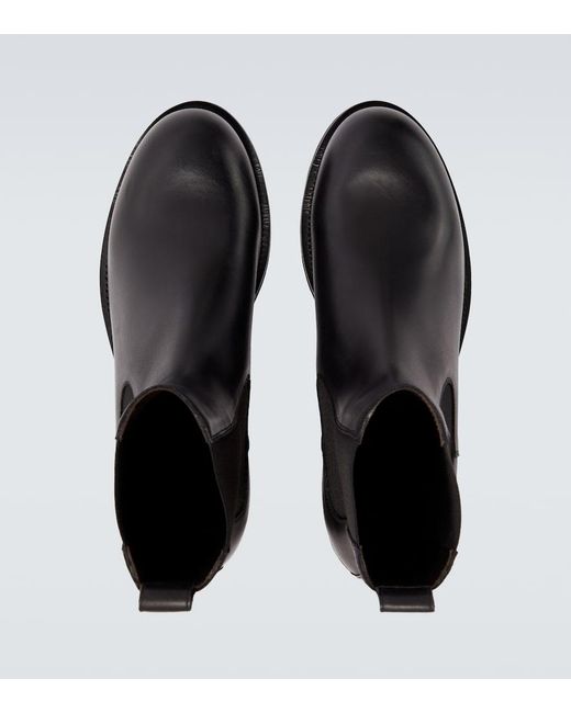 The Row Black Leather Chelsea Boots for men