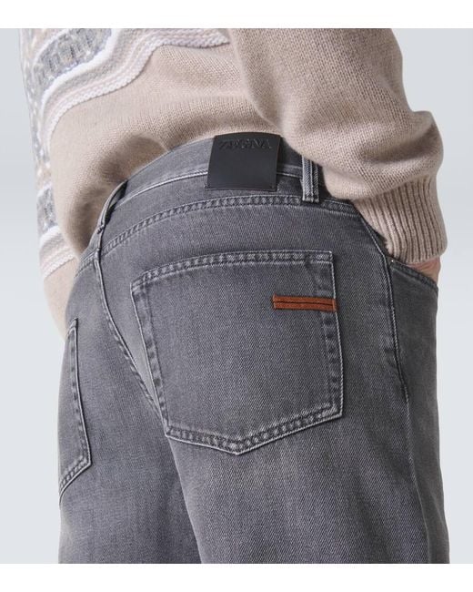 Zegna Gray Roccia Faded Straight Jeans for men