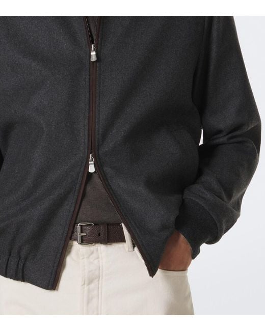 Fedeli Black Cashmere Blouson Jacket for men