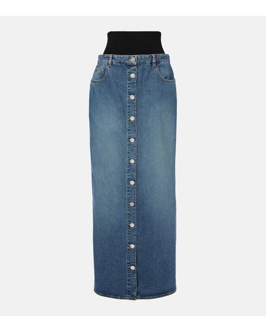 Alaïa Blue Maxirock Aus Denim