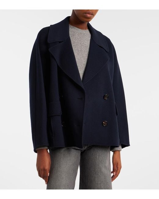 Max Mara Blue Virgin Wool Coat