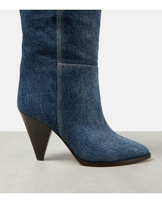 Isabel Marant Blue Pre-Loved Ririo 80Mm Denim Boots