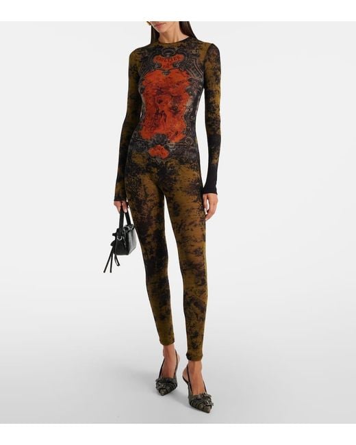 パンツ THE MEDAILLON PRINT MESH Jean Paul Gaultier Medallion Printed Mesh Catsuit | Lyst