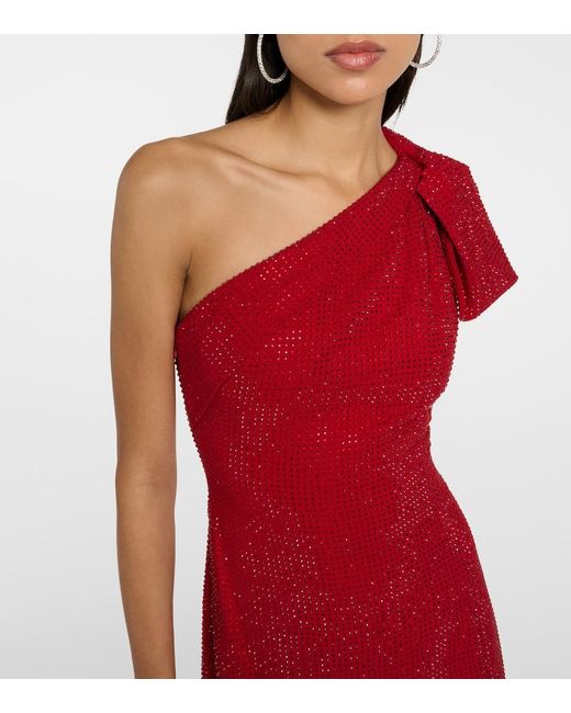Roland Mouret Red One-Shoulder Diamante-Embellished Gown