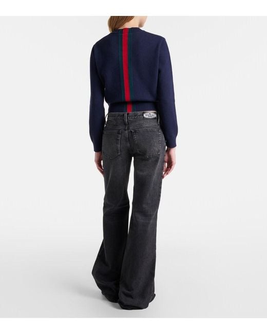 Gucci Black Horsebit Wide-Leg Jeans