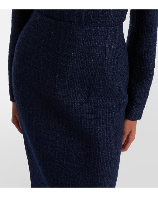 Roland Mouret Blue Boucle Midi Skirt