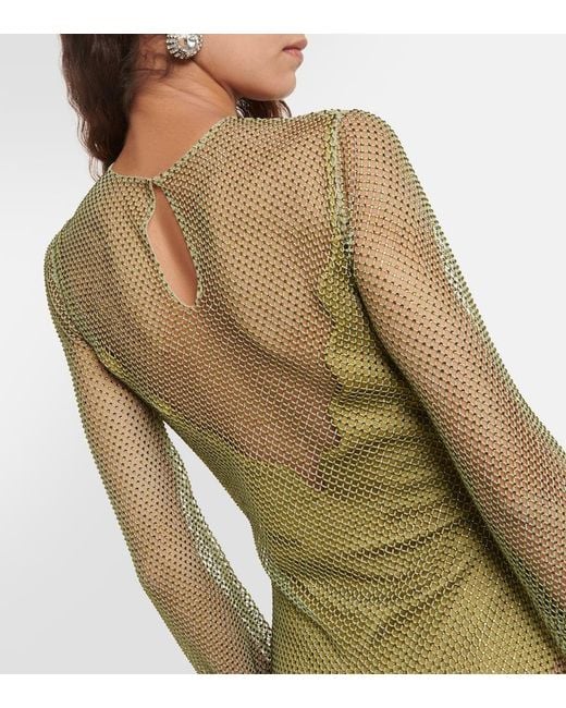 Galvan Green Gloria Crystal-Embellished Maxi Dress