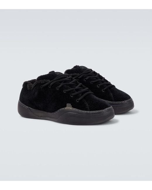 ERL Black Vamp Terry-Lined Corduroy Sneakers for men