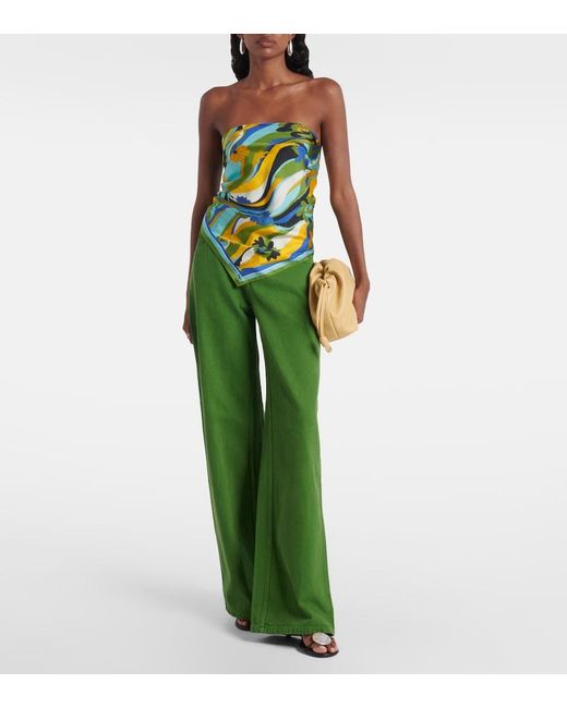 Christopher Esber Green Floral Silk Scarf