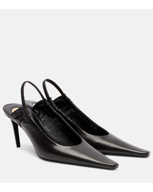 Saint Laurent Black Anne-Marie 75 Leather Slingback Pumps