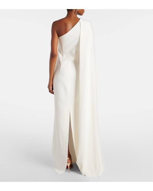 Rebecca Vallance Athena One-Shoulder Crepe Gown in White | Lyst