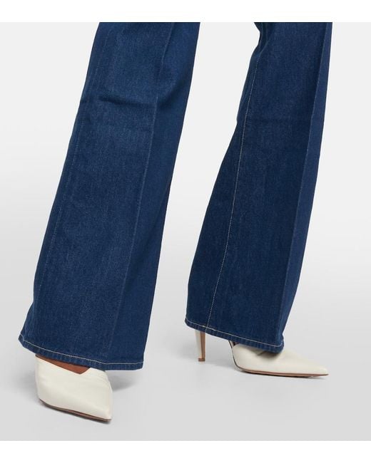 Veronica Beard Blue Crosbie High-Rise Wide-Leg Jeans