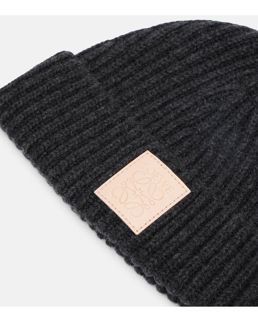 Loewe Black Anagram Ribbed-Knit Cashmere Beanie