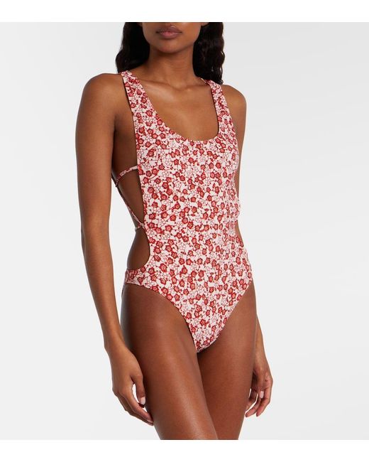 Isabel Marant Red Tenisiage Floral Swimsuit