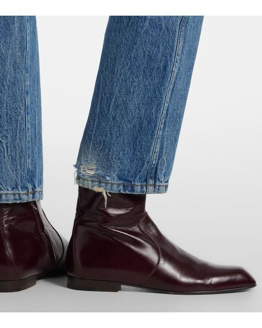 Khaite Brown Colt Leather Ankle Boots