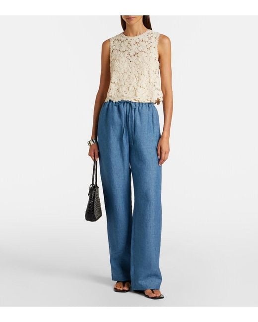 Velvet Natural Simona Cotton-Blend Guipure Lace Top