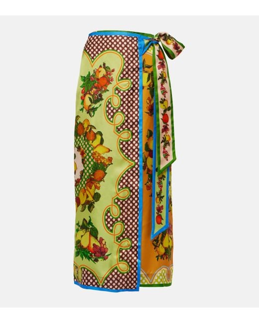 ALÉMAIS Multicolor Lemonis Printed Silk Twill Wrap Skirt