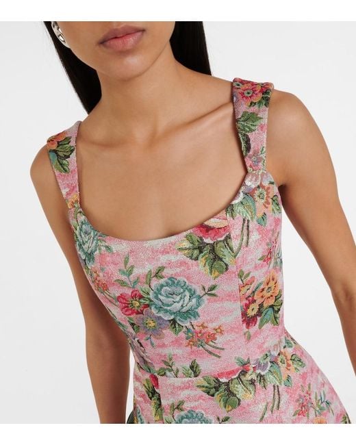 Markarian Pink Floral Bustier Midi Dress