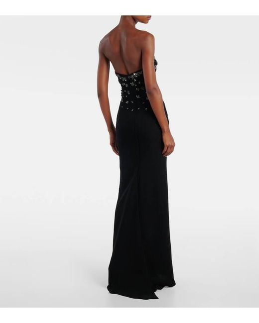 Marmar Halim Black Embellished Strapless Gown