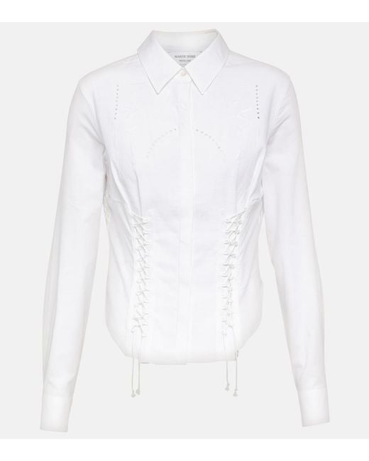 MARINE SERRE White Regenerated Household Linen Shirt - Women's - Viscose/acetate/cotton/spandex/elastane