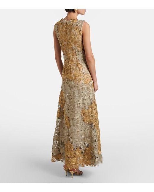 Oscar de la Renta Metallic Guipure Lace Cocktail Dress