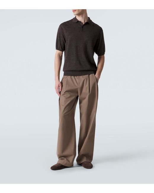 The Row Black Borges Cashmere, Silk, And Linen Polo Shirt for men