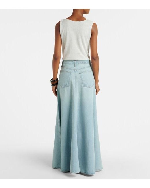 Agolde Blue Odin Mid-Rise Denim Maxi Skirt