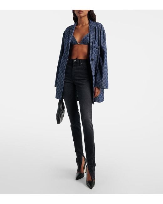 Gucci Blue Gg Denim Jacquard Bra Top
