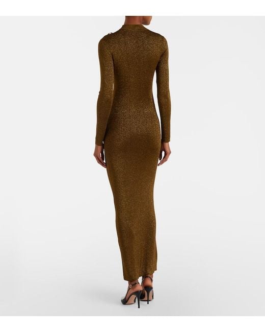 Roland Mouret Brown Knitted Lame Maxi Dress