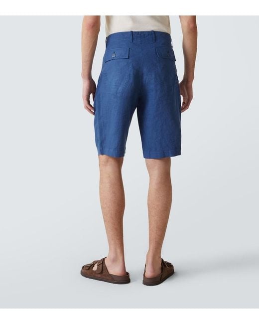 Bermudas Ajaccio De Lino Fedeli de hombre de color Blue